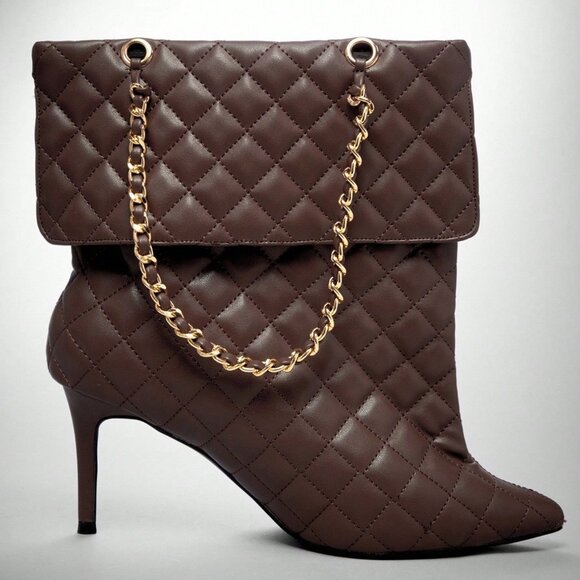 Brown Elegant Glamorous Women's Designer Inspired Stiletto Heel Booties - Picture 6 of 7